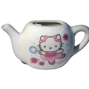Sanrio Hello Kitty Miniature Teapot Kids White Good 2001 Ballerina Y2K Ceramic